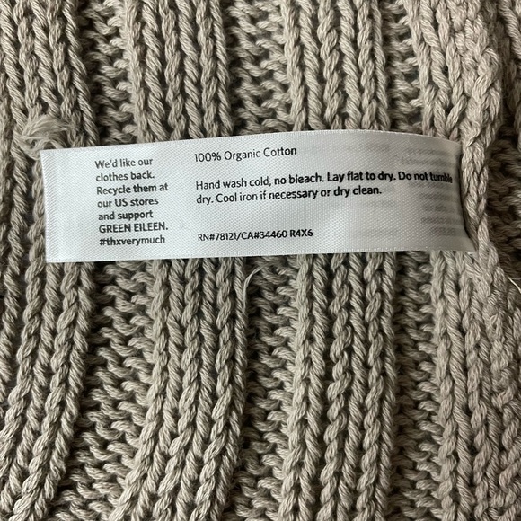 Eileen Fisher Angle Front Cardigan Tan Wheat Open Knit Size XL Neutral Lagenlook - Picture 5 of 6